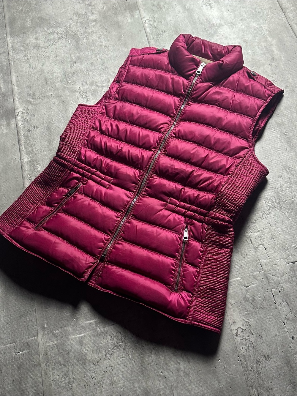 Burberry Quilted Puffer Vest in Berry
